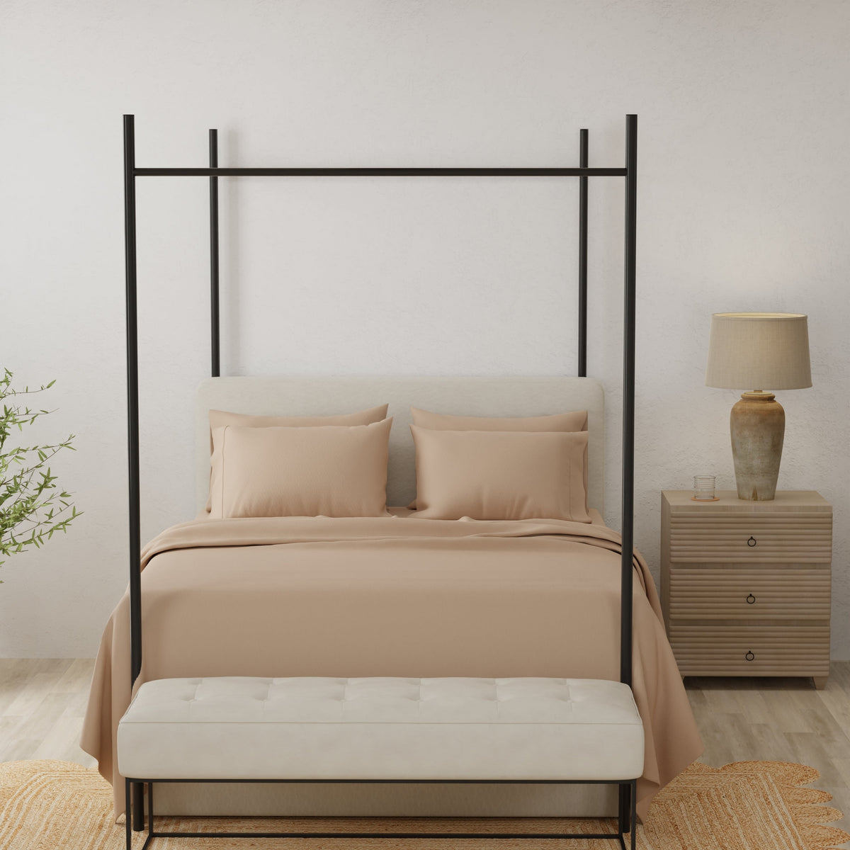 Omne Sleep 4-Piece Khaki Brushed Microfiber Twin XL Hypoallergenic Sheet Set