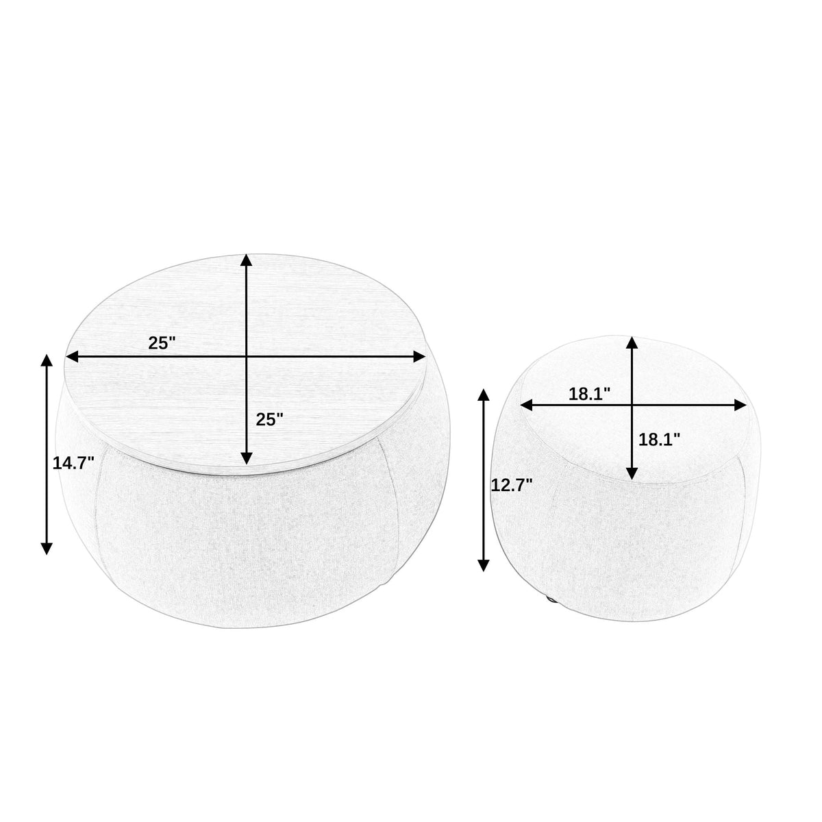 Round Storage Ottoman, 2 In 1 Function, End Table And Ottoman - view 31