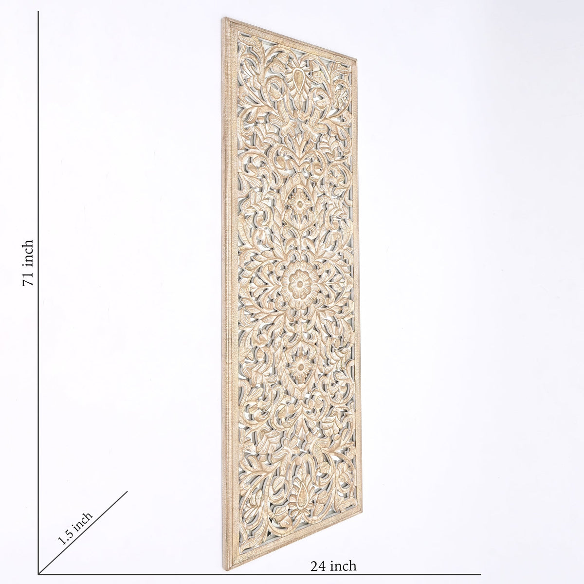 Wooden Floral Hand Carved Mandala Wall Decor Accent