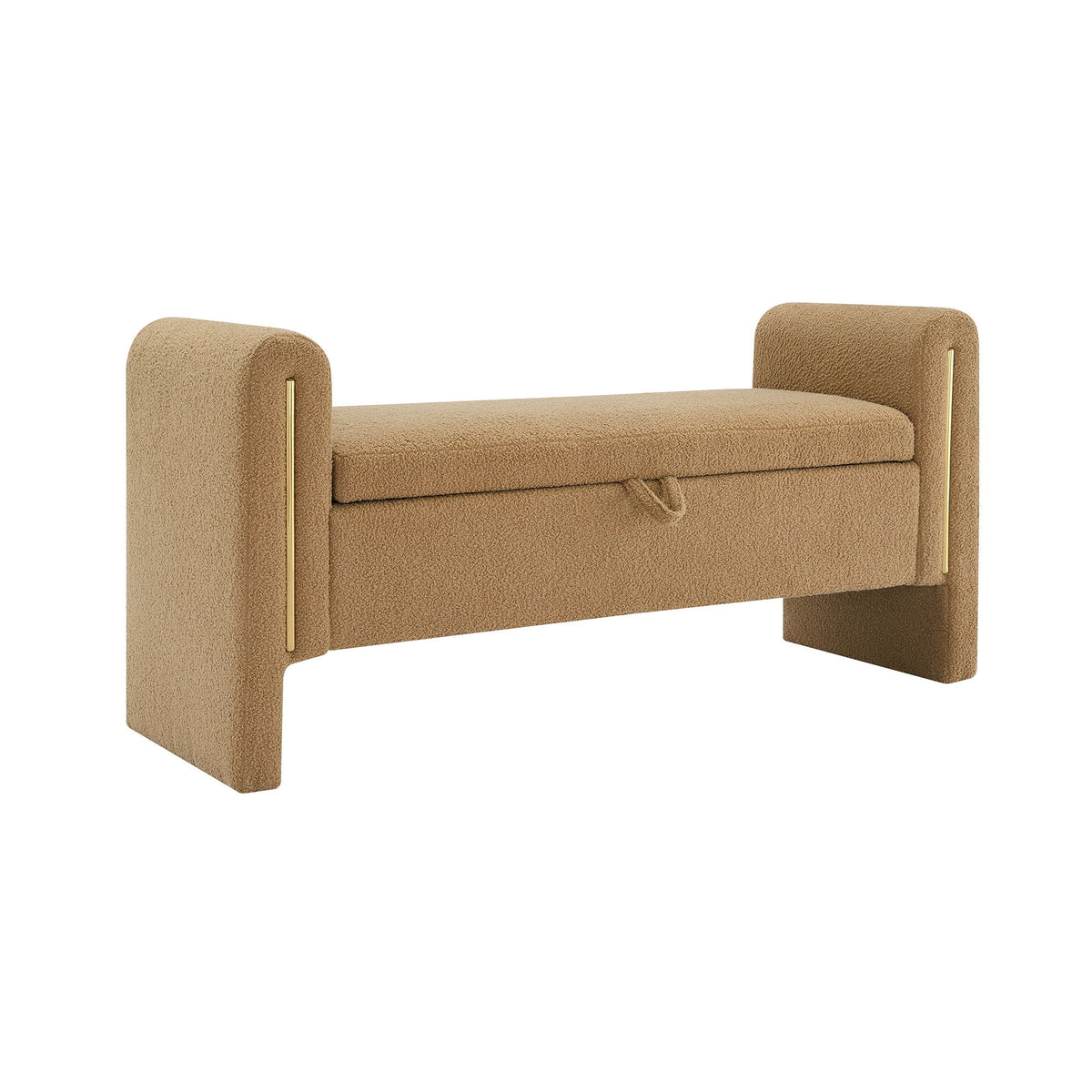 Modern Teddy Upholstered Large Bed End Bench With Arms And Storage - view 6