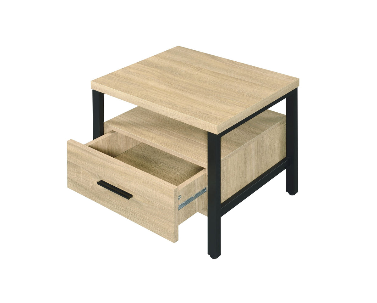 Oak Finish Nightstand with 1 Drawer and 1 Shelf