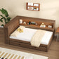 Full Size Wood Daybed with Storage Shelves, USB, LED, and Trundle