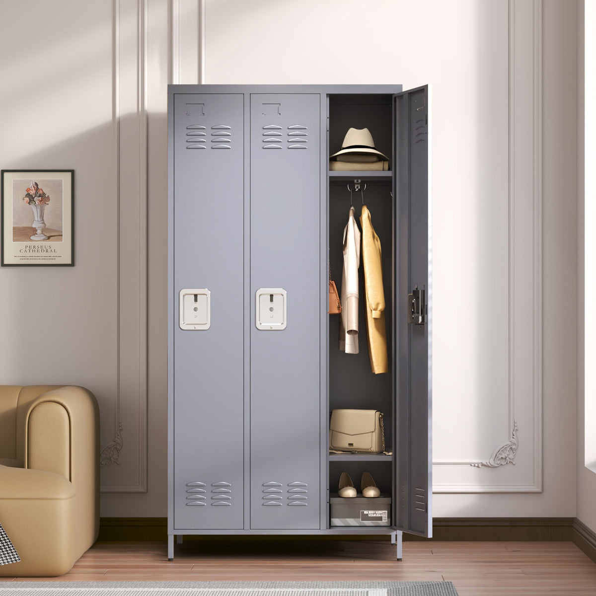 3 Door 72"H Metal Lockers With Lock for Employees
