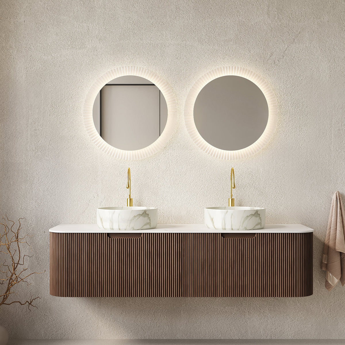 Dina 60" Bathroom Vanity with Sintered Stone Top and Dual Sinks - Multiple Colors
