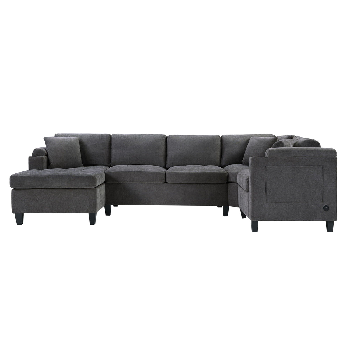U Shaped Sectional Sofa, Corner Living Room Couch With Built In Cup Holders, Storage, USB Ports - view 24