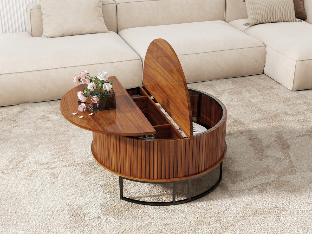 31.5" Round Coffee Table with Storage