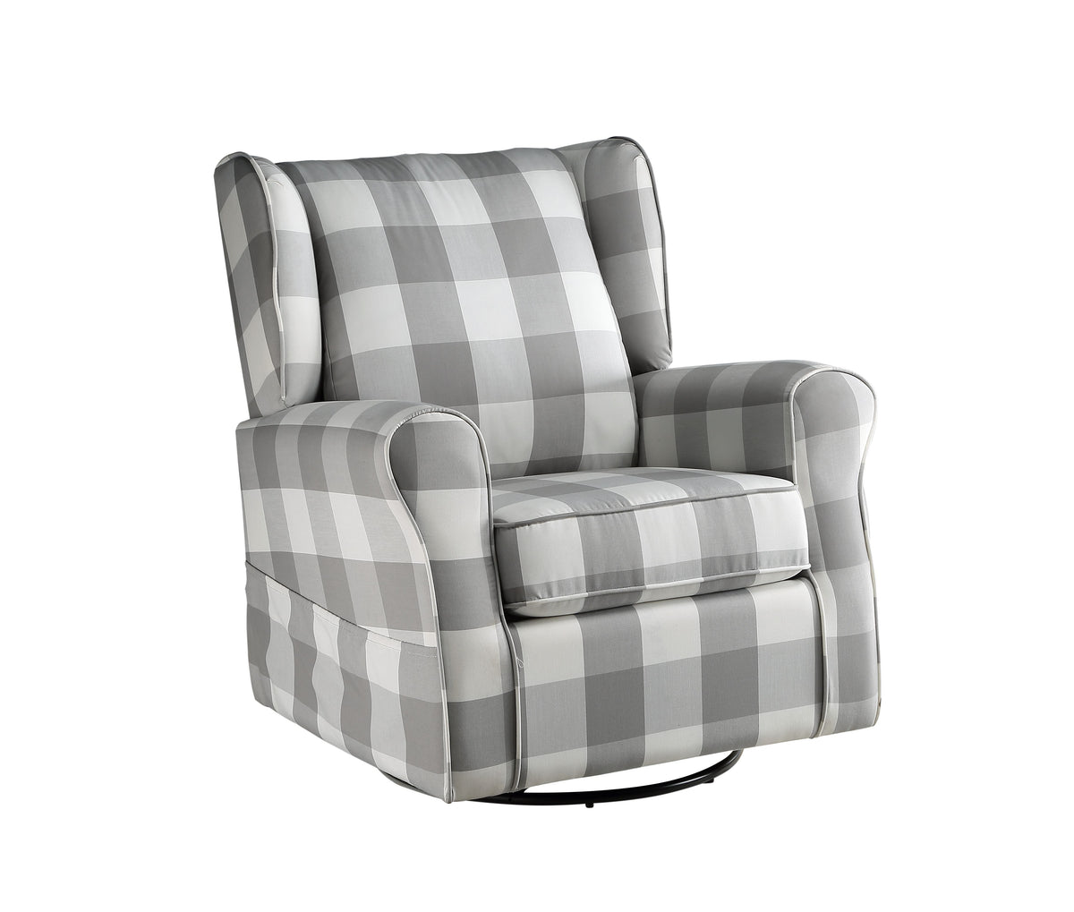Patli Gray & White Fabric Glider Chair with Swivel