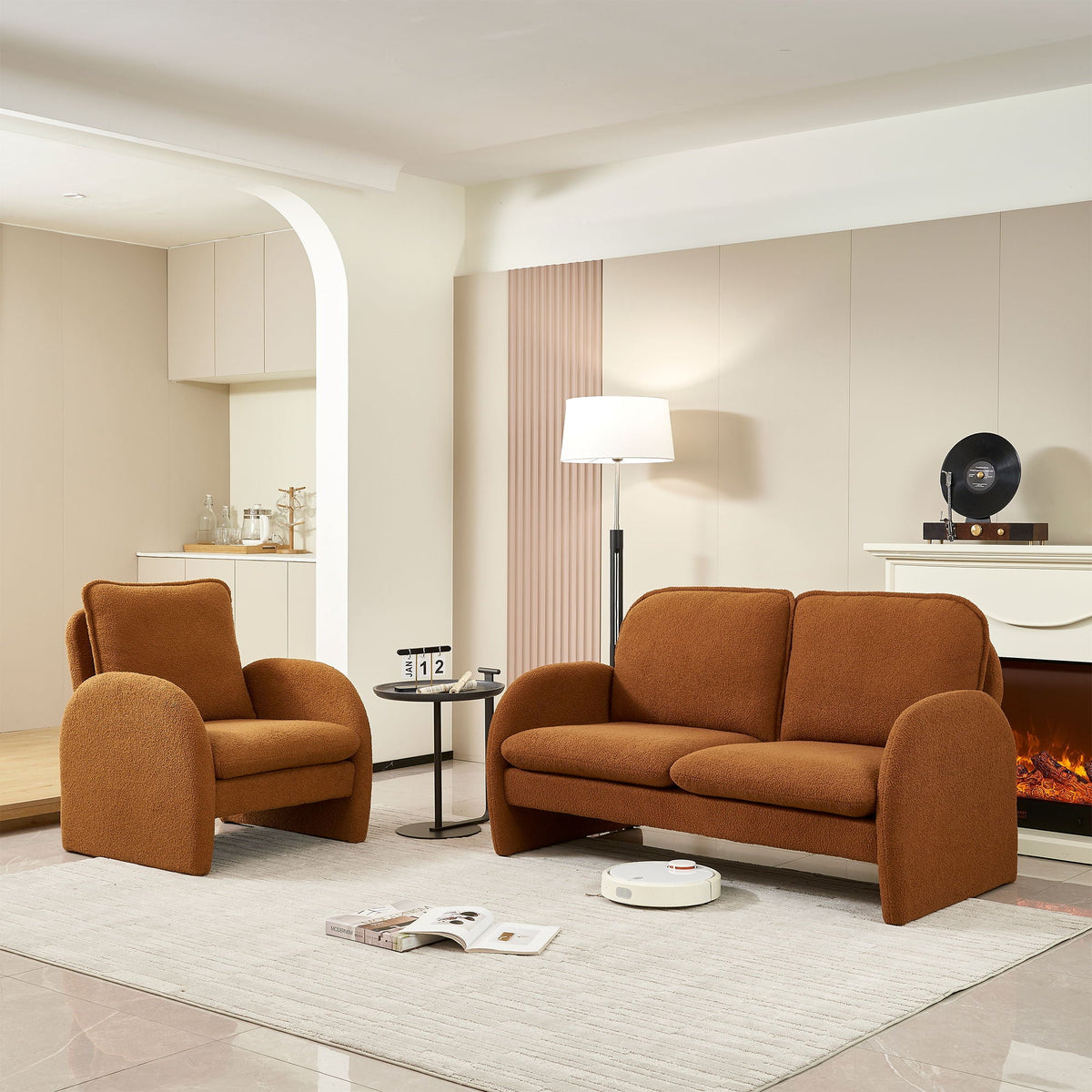 Loveseat Sofa Small Couch For Living Room, Sherpa Fabric Upholstered Loveseat Sofa Couch, Small Loveseat Sofa - view 19