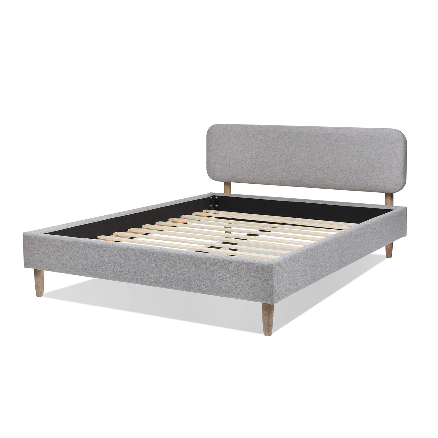 Diego Low Upholstered Platform Bed, Queen, Light