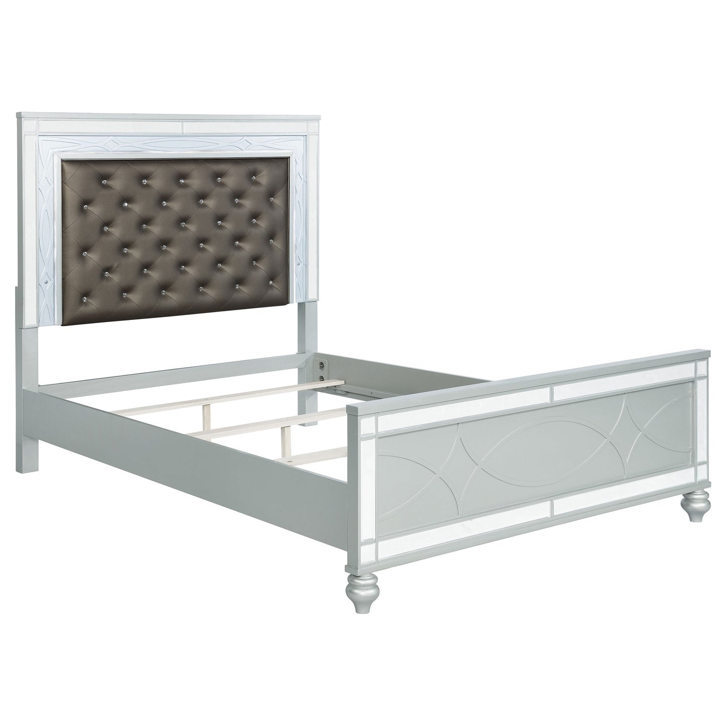 Karmen Metallic Upholstered Tufted Queen Panel Bed