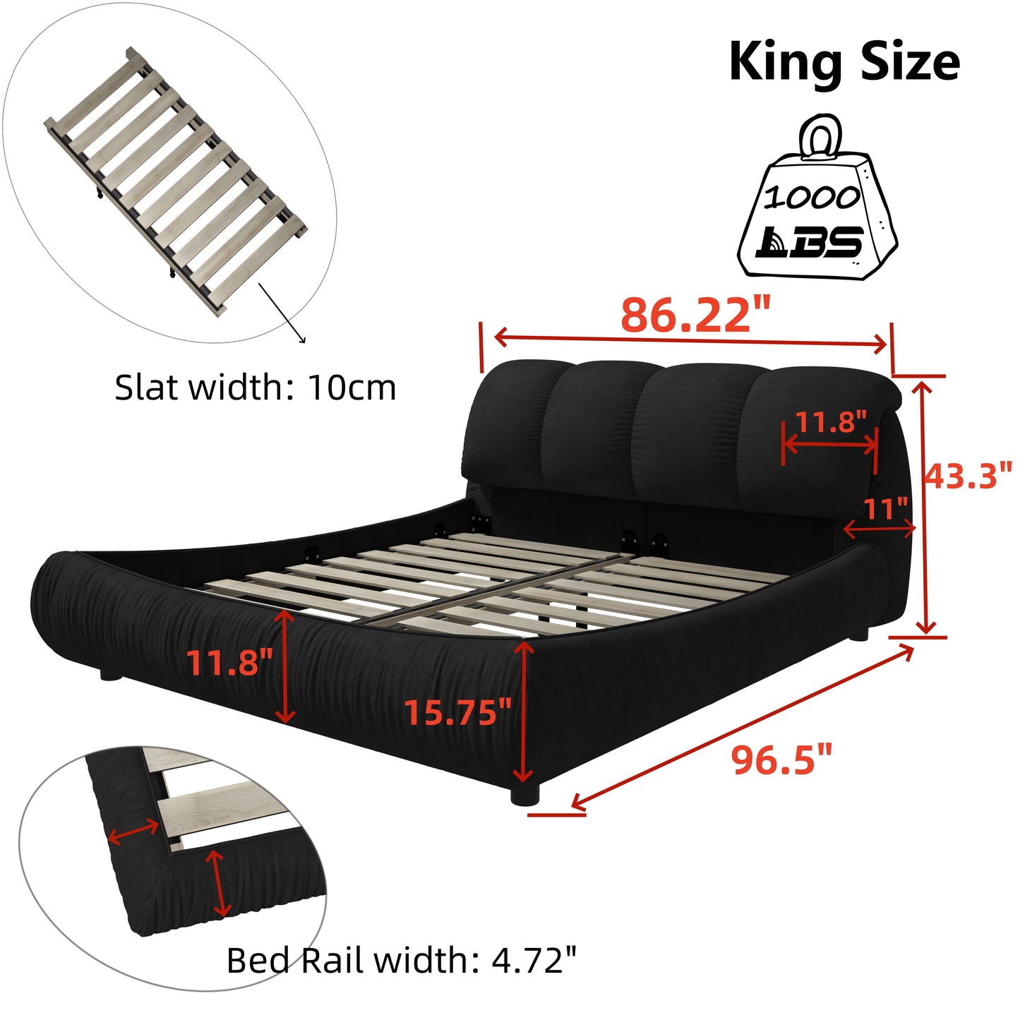 King Size Luxury Upholstered Platform Bed
