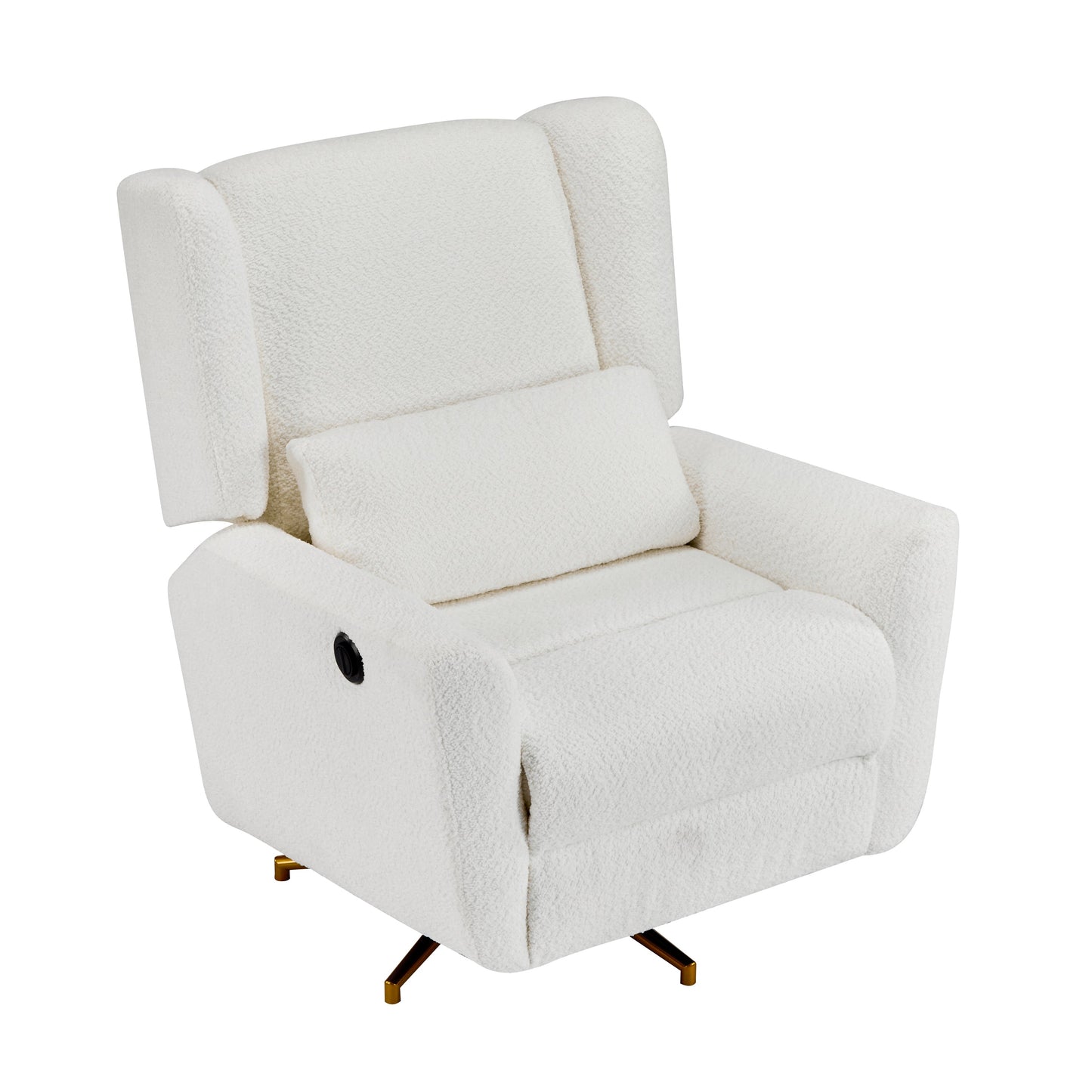 Power Recliner Chair Swivel, Boucle Upholstered