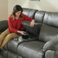 Atlas - Reclining Console Loveseat With Storage - Charcoal