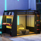 Full Size Wooden Gaming Bunk Bed with Desk and Storage