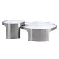 Abilene - Nesting Coffee Table Set - Marble Top & Brush Silver