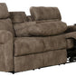 Tranquility - Power Headrest Power Lay Flat Reclining Sofa With DDT / CR3 Heat / Massage / Lumbar - Pewter