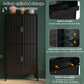 U_STYLE Modern Fluted Wine Cabinet with Glass Display & Stemware Rack