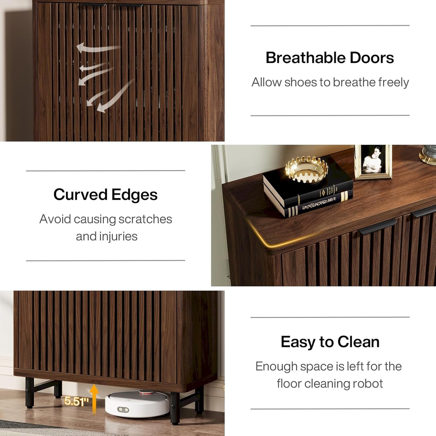 33.46" Modern Dark 6-Tier Shoe Cabinet