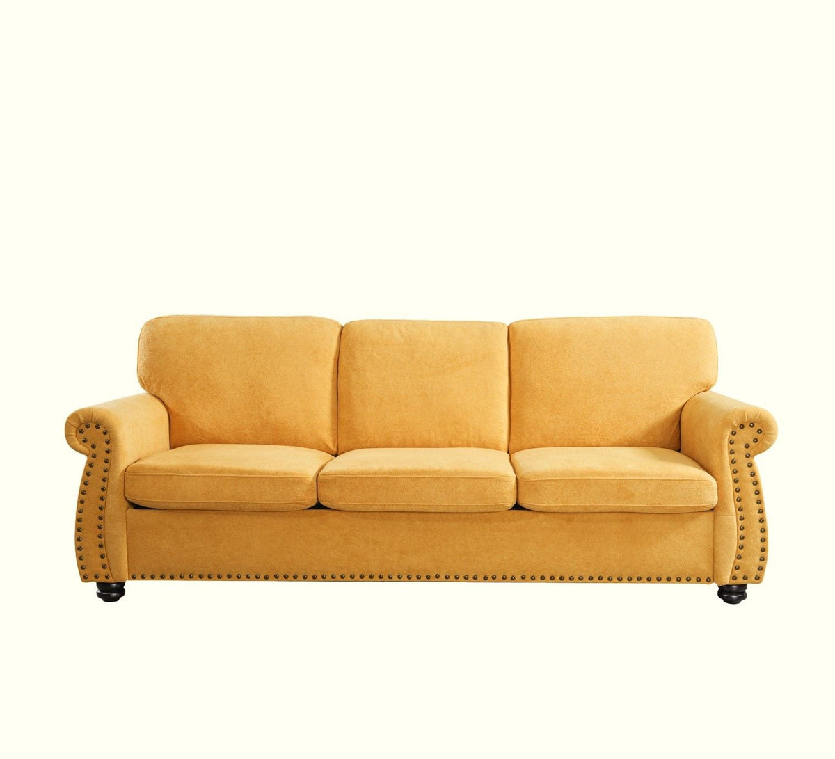 Soft Sofa, Upholstered 3 Seater Couch With High Density Foam, Loose Back Cushions And Turned Legs - view 25