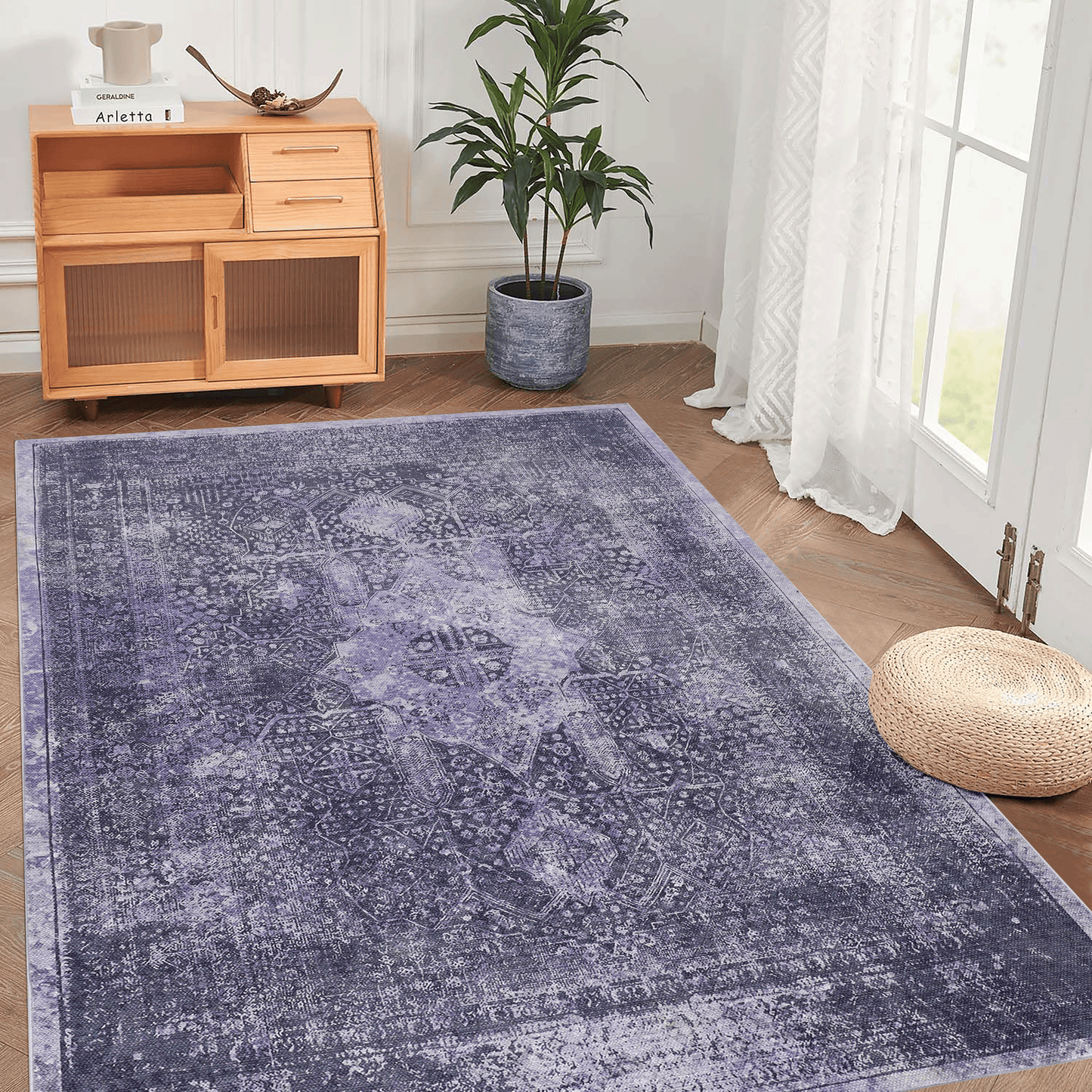 Maval Anthracite Washable Rug 4x6 Area Rug