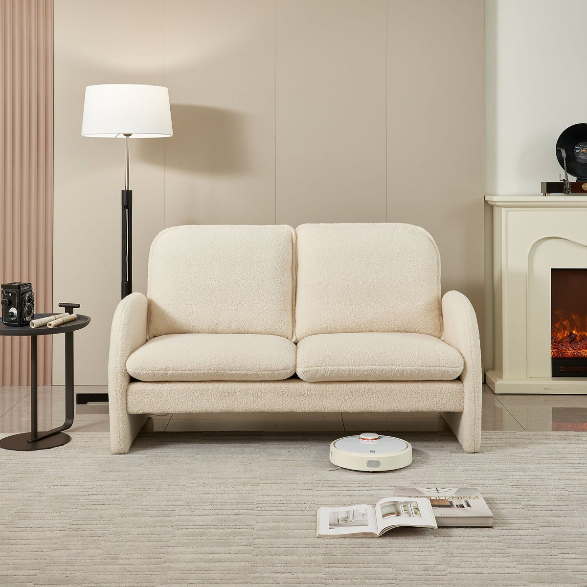 Loveseat Sofa Small Couch For Living Room, Sherpa Fabric Upholstered Loveseat Sofa Couch, Small Loveseat Sofa - view 20