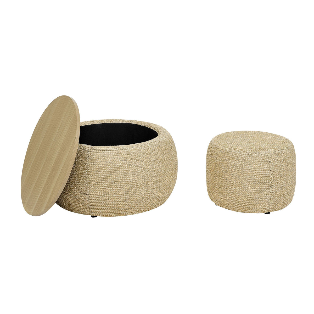 Round Storage Ottoman, 2 In 1 Function, End Table And Ottoman - view 5