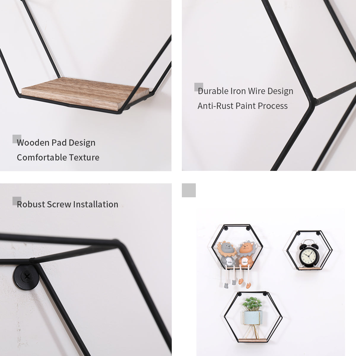 Wall Mounted Hexagonal Floating Shelves