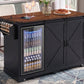 K&K 72" Farmhouse Kitchen Island with Fridge Storage Space & Power Outlet