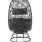 Hikre - Patio Lounge Chair & Side Table - Clear Glass, Charcoal Fabric & Black Wicker