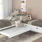 L-shaped Platform Bed with Trundle and Built-in Desk