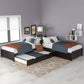 L-Shaped Platform Bed with Trundle and Built-in Desk