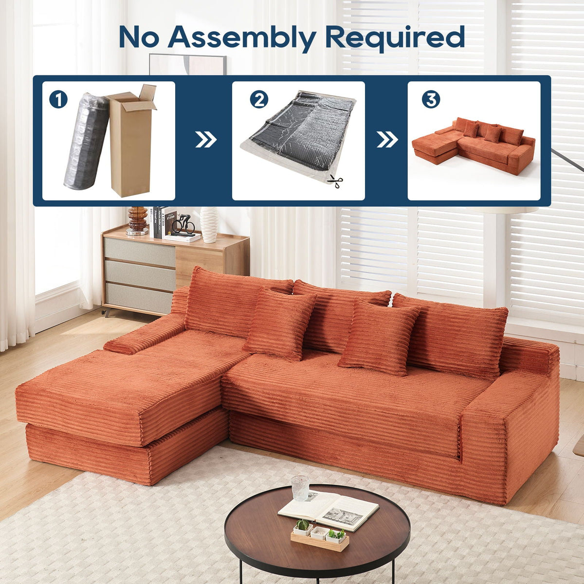 Modern L - Shaped Sectional Couch With Memory Foam - view 21