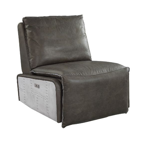 Metier - Power Motion Recliner - Gray Top Grain Leather & Aluminum