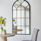 34x65.5' Arched Full-Length Mirror with Black and Gold Windowpane Design
