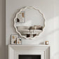 White 24 inch Wavy Round Solid Wood Frame Decorative Mirror