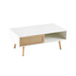 41.34" Rattan Coffee Table with Sliding Door Storage