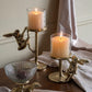 7x4x7.5' Gold Rabbit Pillar Candle Holder with Clear Glass Hurricane Shade
