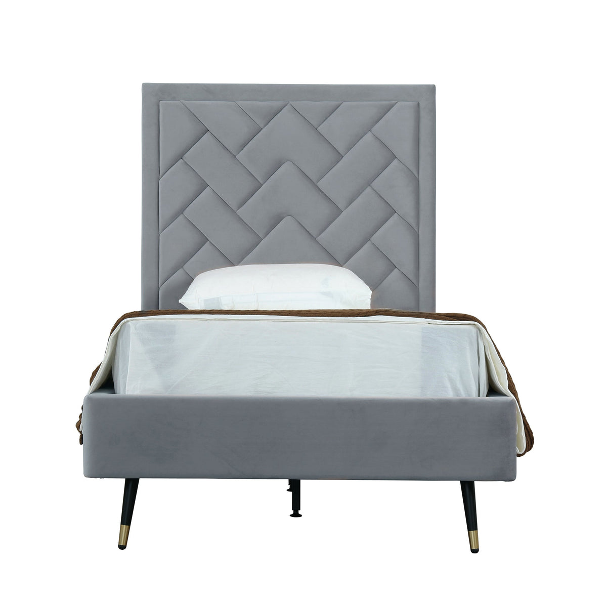 Crosby Upholstered Velvet Twin Bed