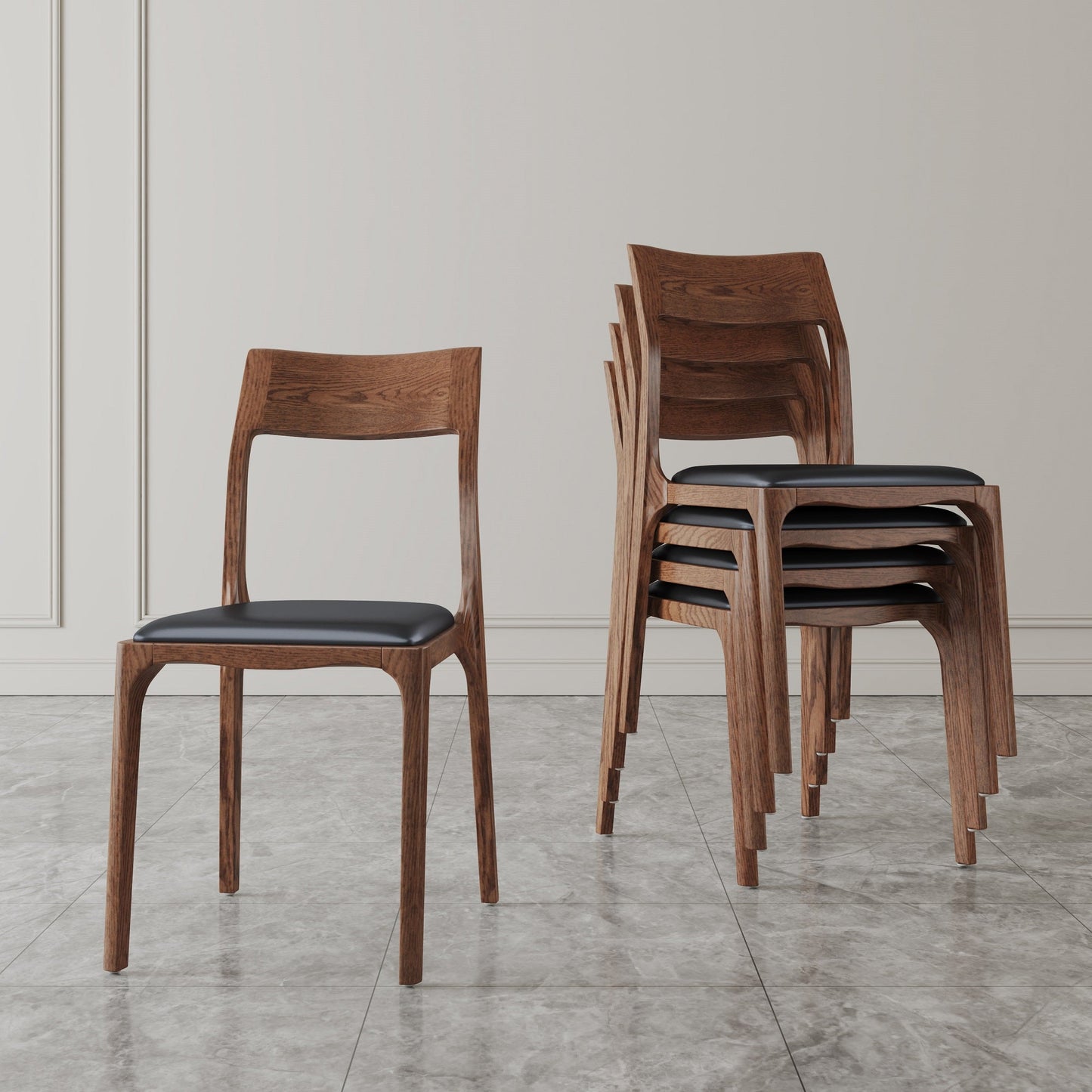 Moderno Wood Vegan Leather Dining Chair