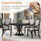 5 Piece Dining Set Extendable Round Table And 4 Chairs - Black / Oak - view 7