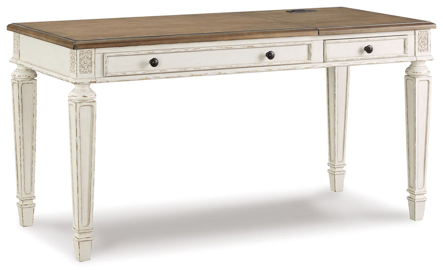 Realyn - Home Office Lift Top Desk - White / Brown