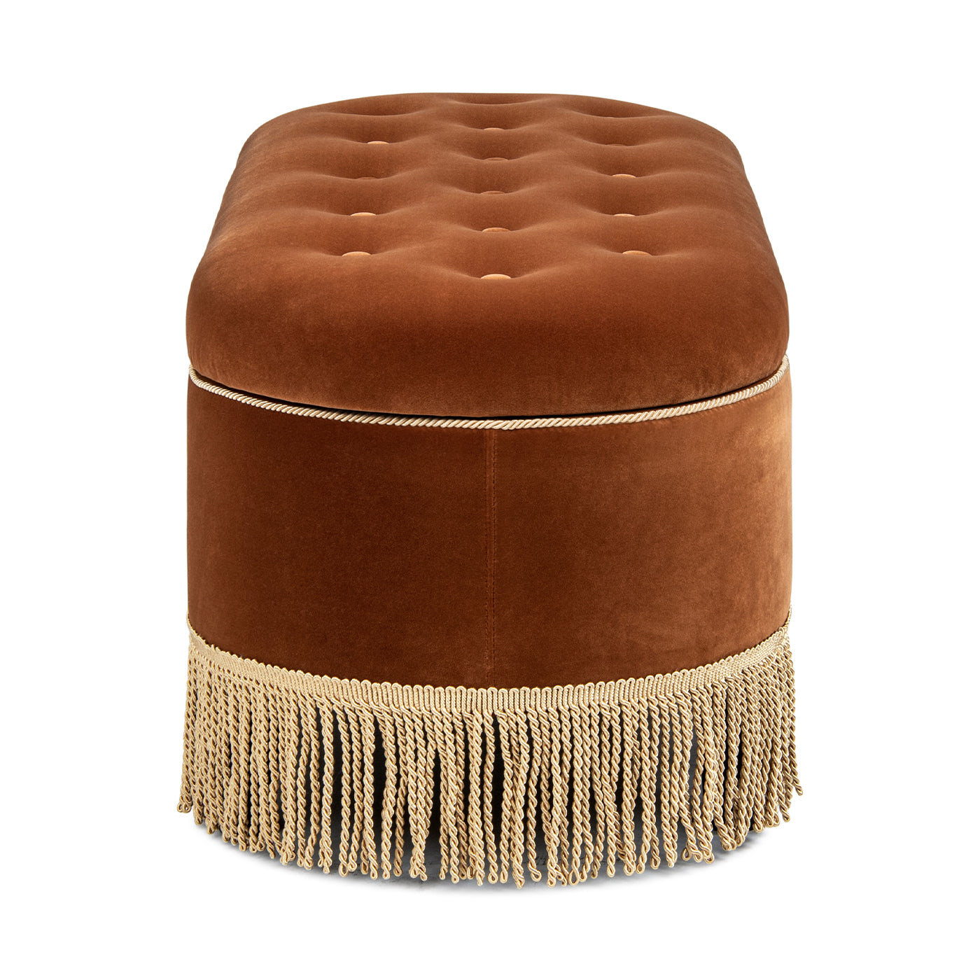 Melinda 48.5" Oval Tufted Bullion Fringe Storage Bench