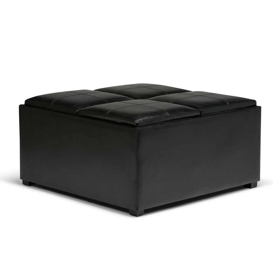 Avalon Square Storage Ottoman Coffee Table with Flip Trays - Multiple Colors