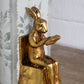 3.9x2.8x6.9" Sitting Rabbit Bookends With Antique Finish