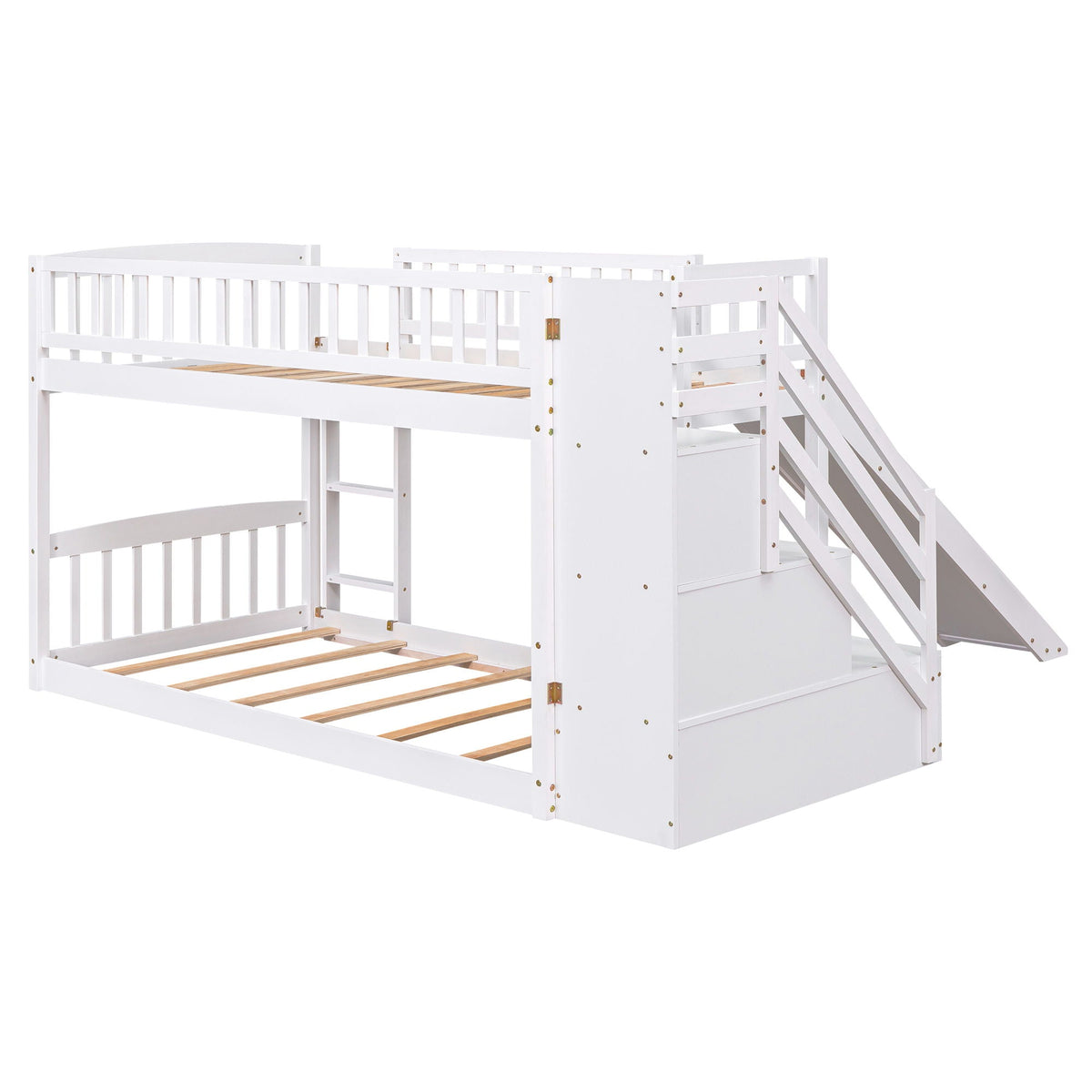 Twin Over Twin Stairway Bunk Bed With Two Drawers And Slide - view 7