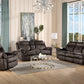 Zubaida Two Tone Chocolate Velvet Recliner Sofa with USB Port & Drop Down Table