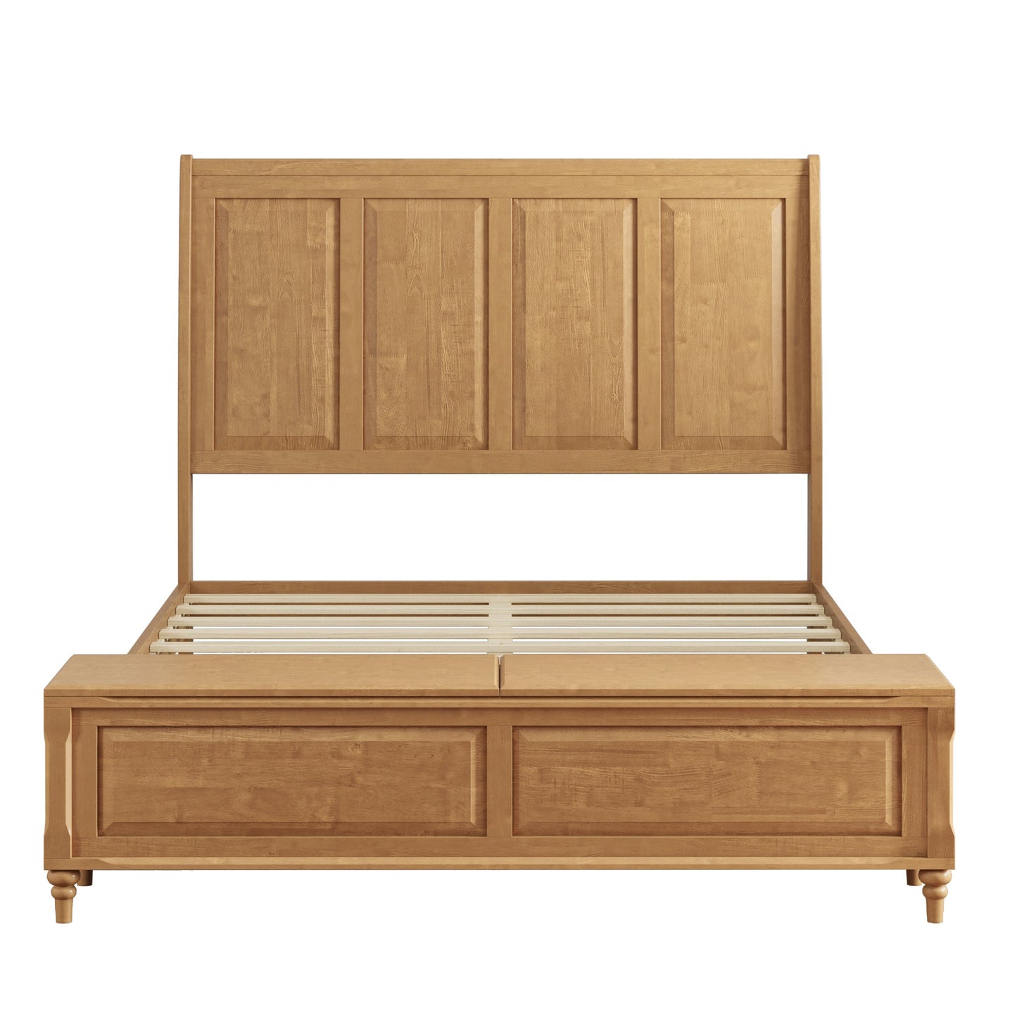 Queen Bed Frame with Tall Headboard and Storage Bench