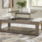 Loyaska - Lift Top Cocktail Table - Grayish Brown / White