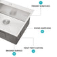 33" Single Bowl Drop In Kitchen Sink - 16 Gauge Stainless Steel
