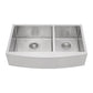 Double Bowl Farmhouse Kitchen Sink - 33"x20" Stainless Steel